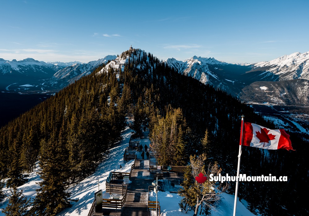 Walkway to Sulphur Mountain Canada Flag